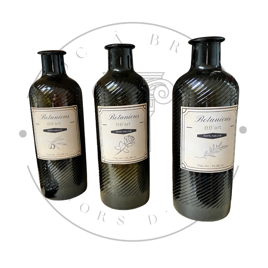 Bouteilles décoratives en verre strié – Collection Botanicus BB’art - lot de 3