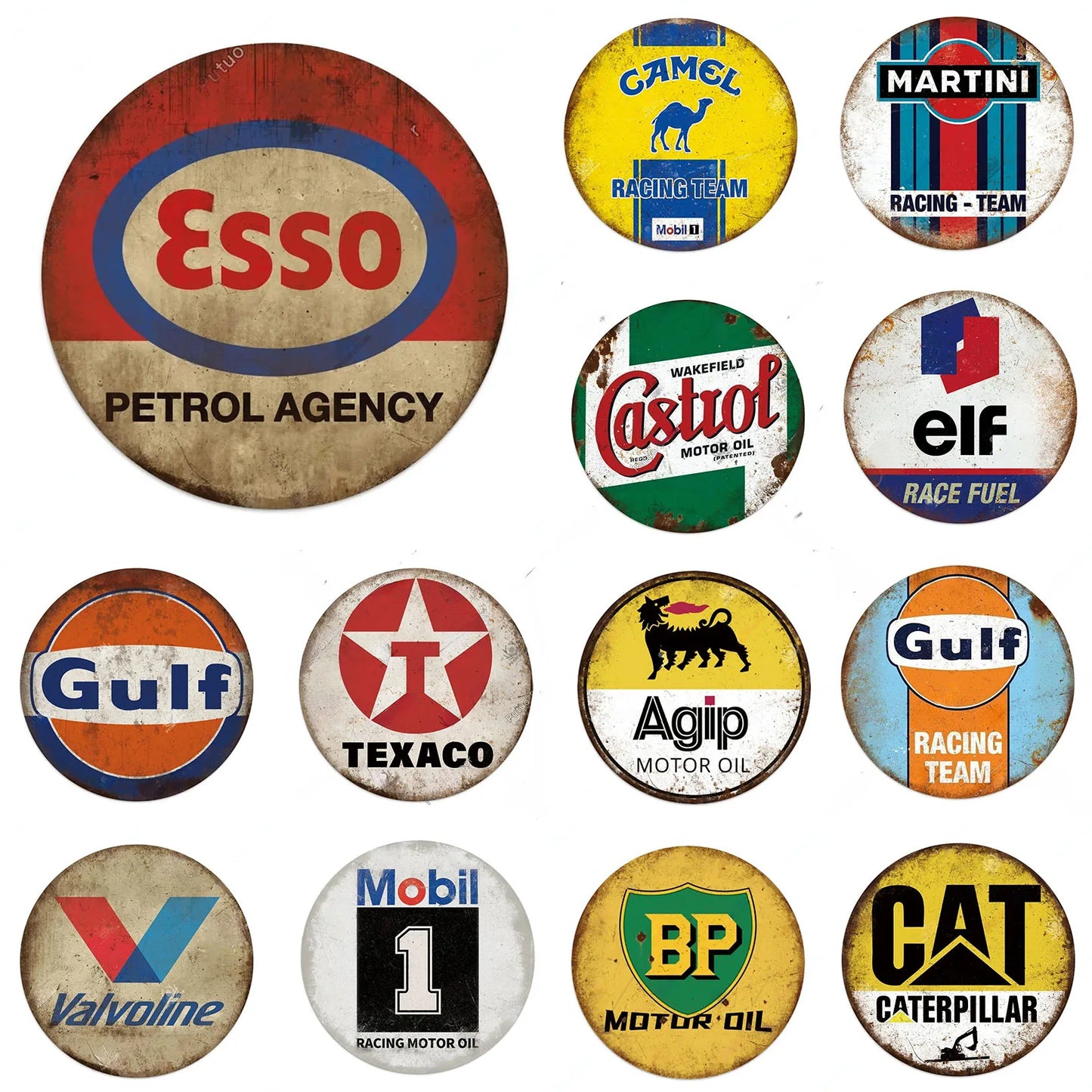 Plaque Métallique Vintage Agip - Décoration Murale Rétro