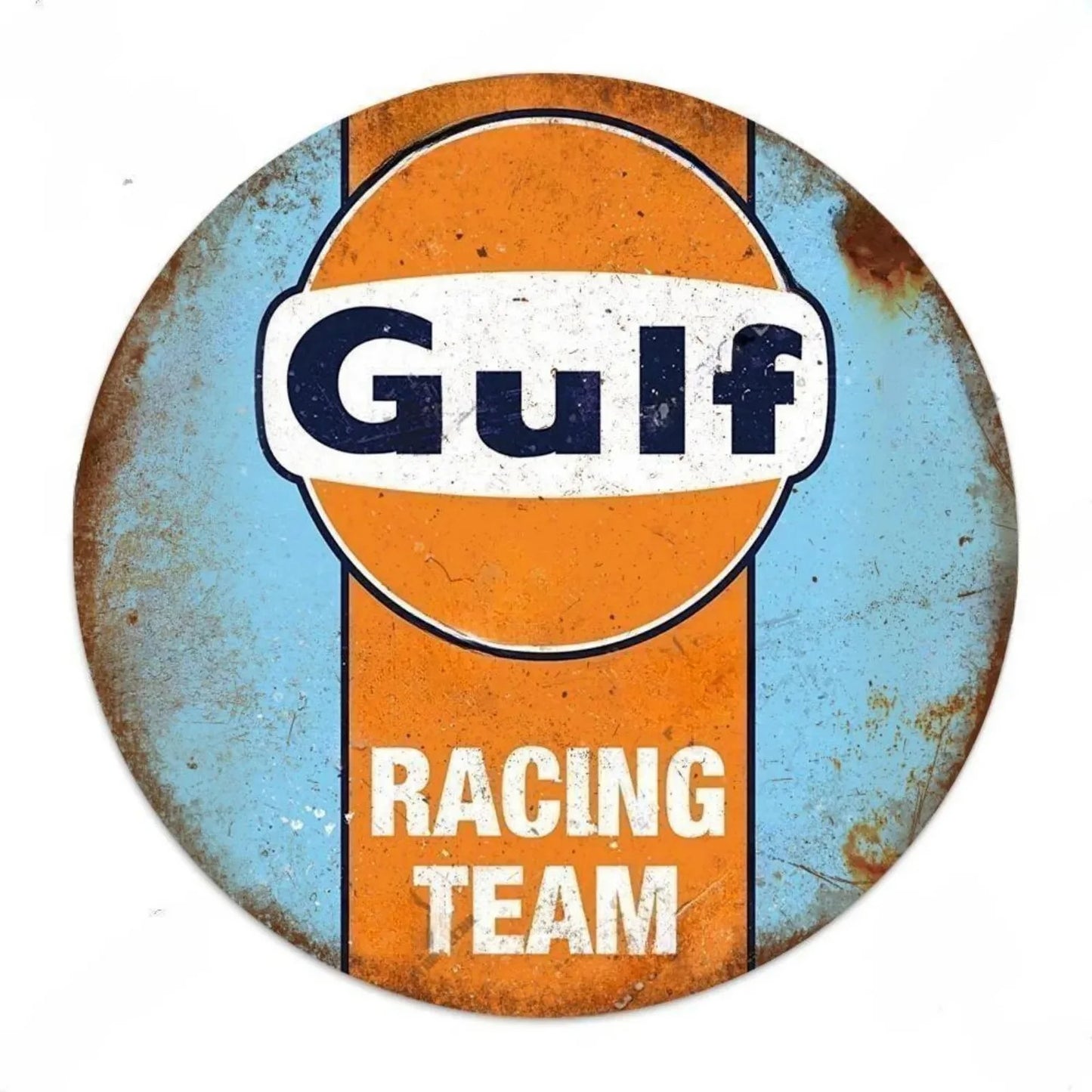 Plaque Métallique Vintage Gulf - Décoration Murale Rétro