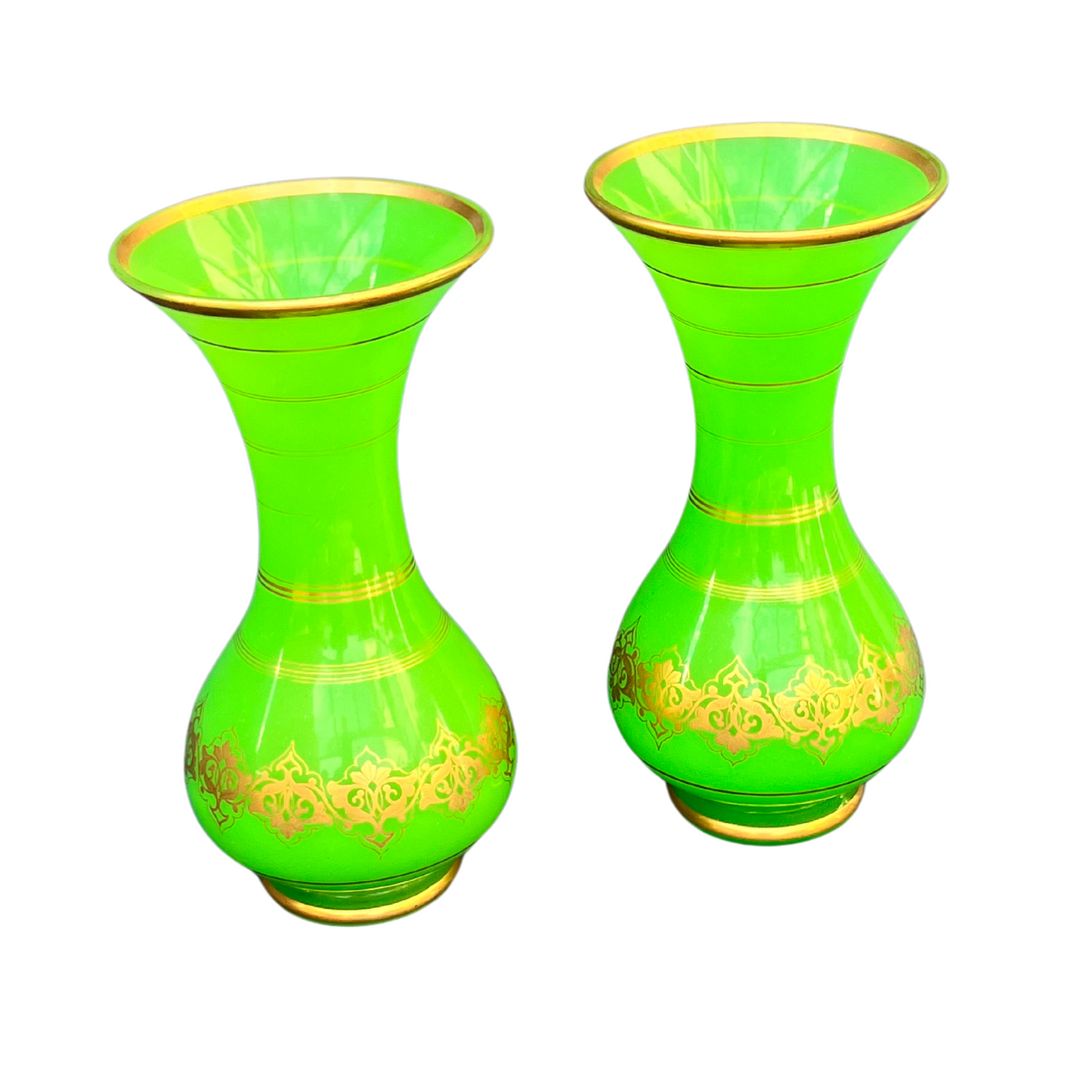 vase opaline verte - XIX ème - lot de 2