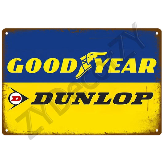 Plaque Métallique Vintage Dunlop / Good year - Décoration Murale Rétro pour Maison ou Chambre