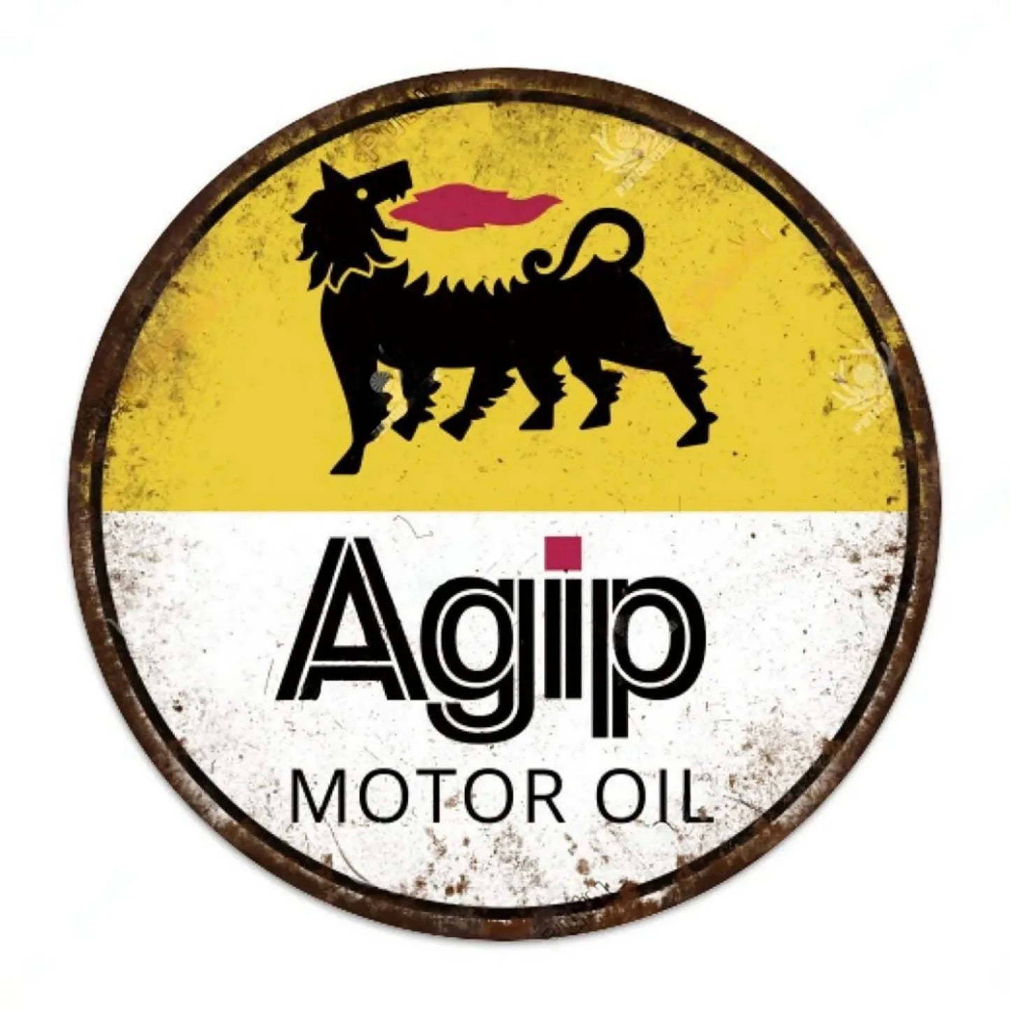 Plaque Métallique Vintage Agip  - Décoration Murale Rétro