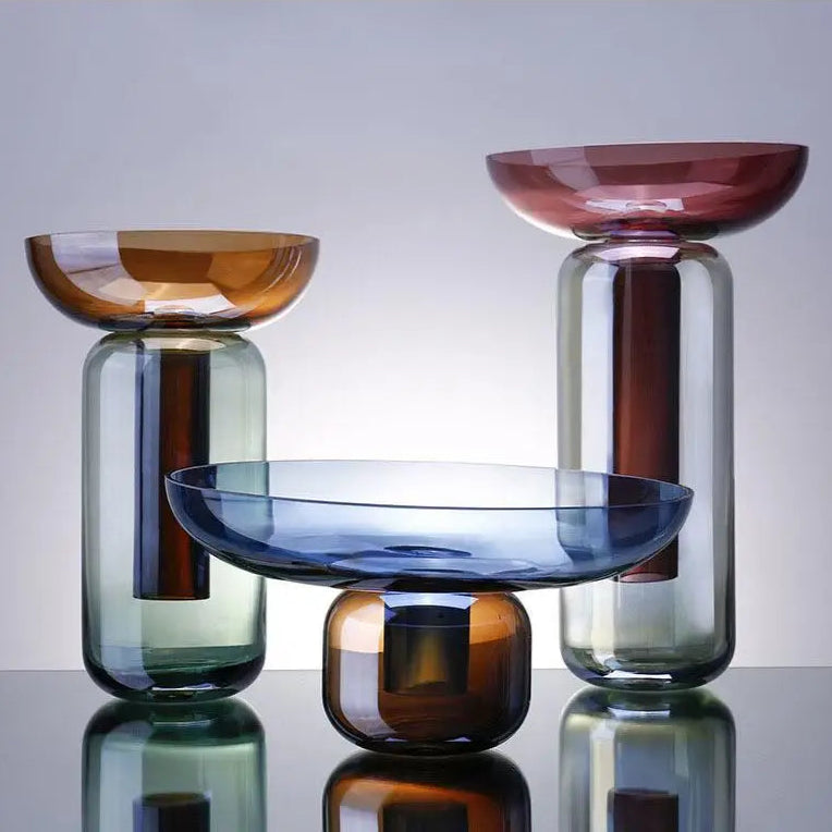 Vase Éclat en Verre avec finitions colorées – Trois tailles disponibles pour une décoration élégante et contemporaine.