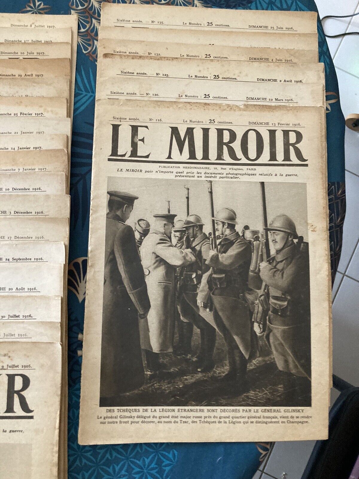 Lot de 41 Numéros du Magazine "LE MIROIR" sur la Guerre 14-18